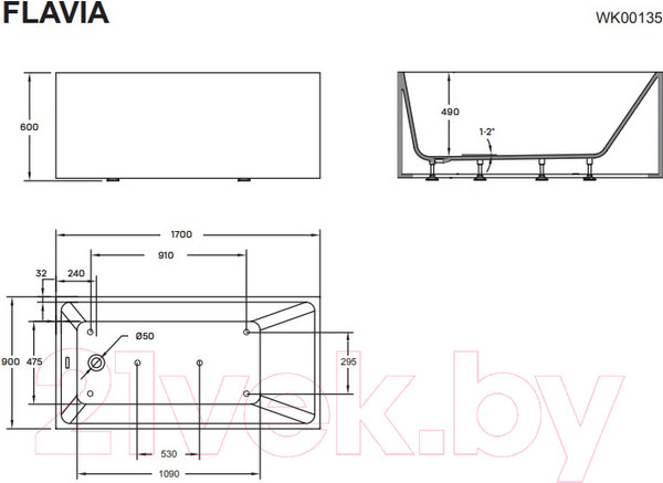 Изображение товара Ванна акриловая Wellis Flavia 170х80 / WK00135