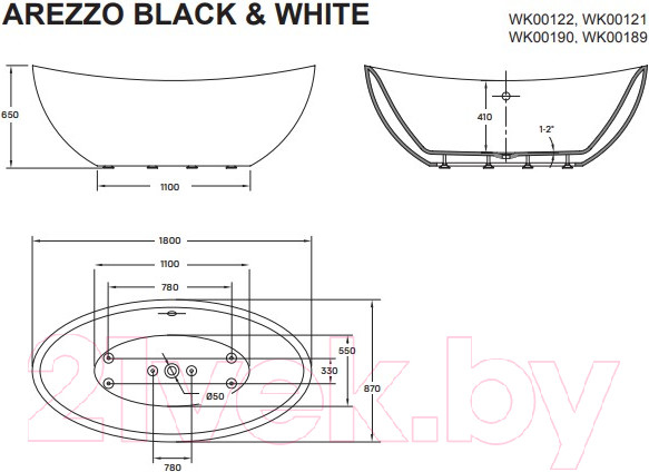 Изображение товара Ванна акриловая Wellis Arezzo black 180х87 / WK00121