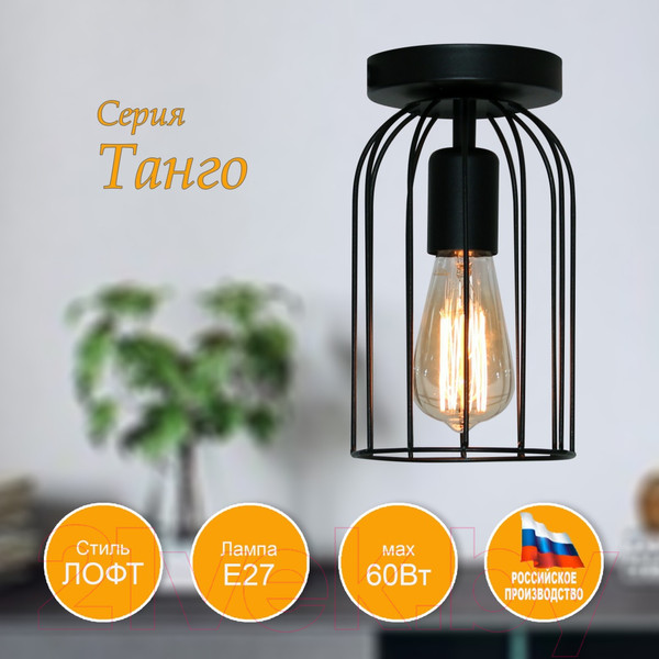 Изображение товара Потолочный светильник Элетех Танго 111 НПБ 01-60-108 Е27 / 1005405021 (черный муар)