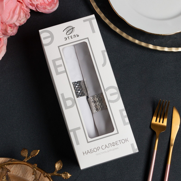 Изображение товара Набор сервировочных салфеток Этель White Pleasure / 7675074 (2шт, с кольцами)