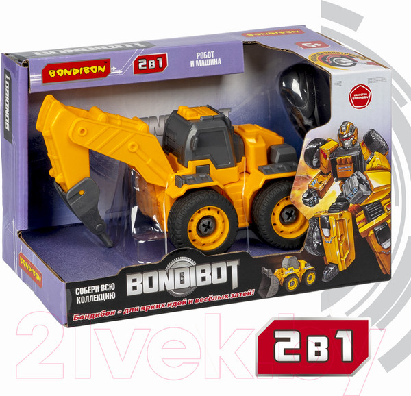 Изображение товара Игрушка-конструктор Bondibon Экскаватор с буром-робот / ВВ5975