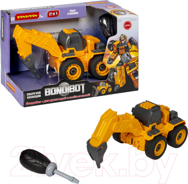 Изображение товара Игрушка-конструктор Bondibon Экскаватор с буром-робот / ВВ5975