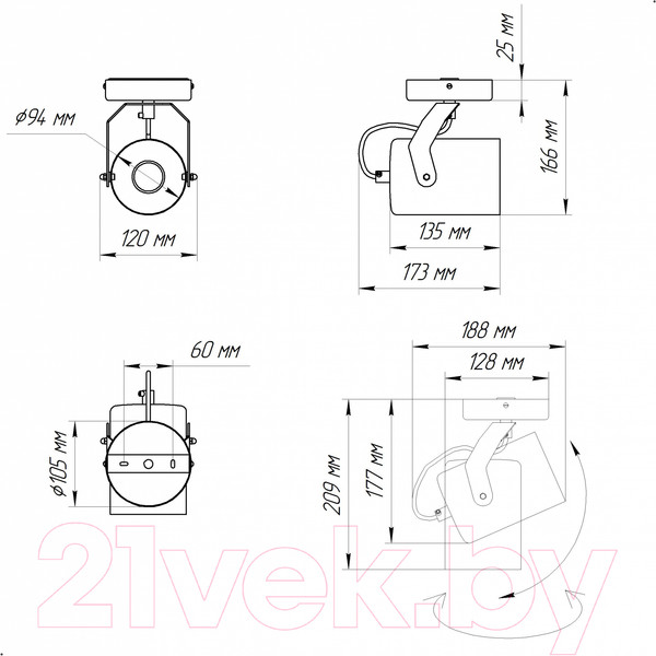 Изображение товара Спот Элетех Трек НПБ 01-60-514 / 1005404528 (черный матовый)