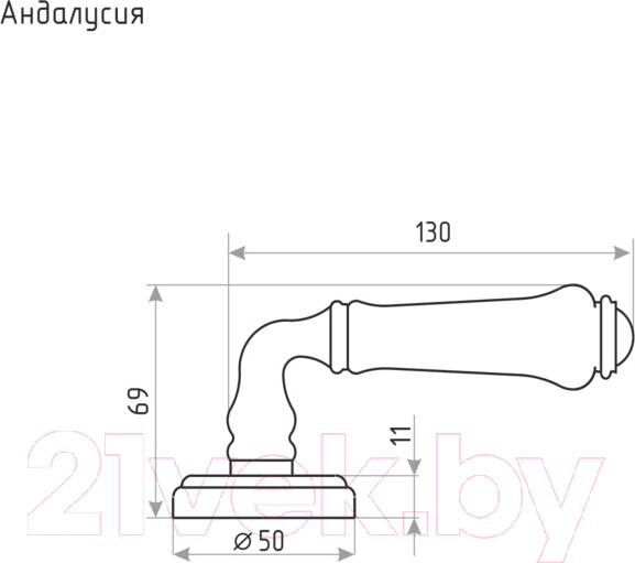 Изображение товара Ручка дверная Нора-М Андалусия J (белый фарфор/застаренное серебро)