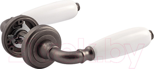 Изображение товара Ручка дверная Нора-М Галисия J (белый фарфор/застаренное серебро)