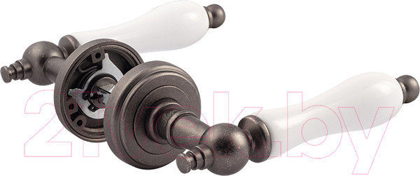 Изображение товара Ручка дверная Нора-М Каталония J (белый фарфор/застаренное серебро)