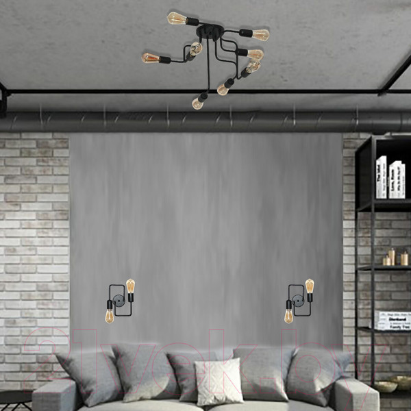 Изображение товара Бра Элетех Фрейм 521 НББ 01-2х60-107 Е27 / 1005404275 (черный)