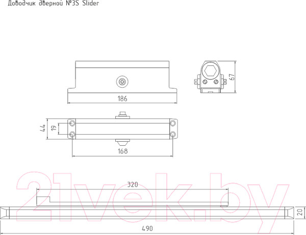Изображение товара Доводчик с каналом скольжения Нора-М №3S Slider (серебристый)