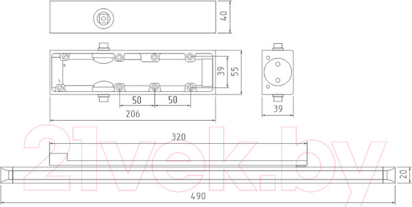Изображение товара Доводчик с каналом скольжения Нора-М 830 Slider (графит)