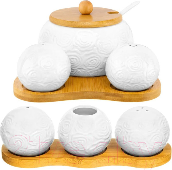 Изображение товара Набор для специй Elan Gallery Розы +держатель для зубочисток / 540429+2 (6пр)