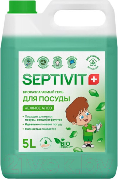Изображение товара Средство для мытья посуды Septivit Нежное Алоэ (5л)