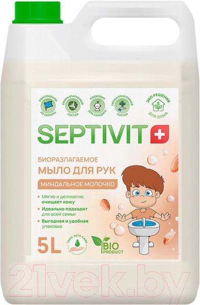 Изображение товара Мыло жидкое Septivit Миндальное Молочко (5л)