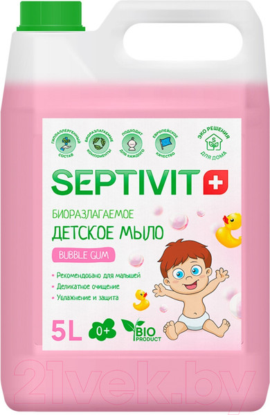 Изображение товара Мыло жидкое детское Septivit Жидкое Bubble Gum (5л)