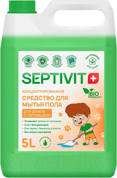 Изображение товара Чистящее средство для пола Septivit Для Домов с Питомцами (5л)