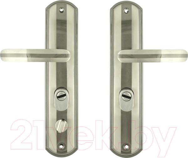 Изображение товара Ручка дверная Нора-М 300-68мм Автомат (правая матовый никель/черный никель)