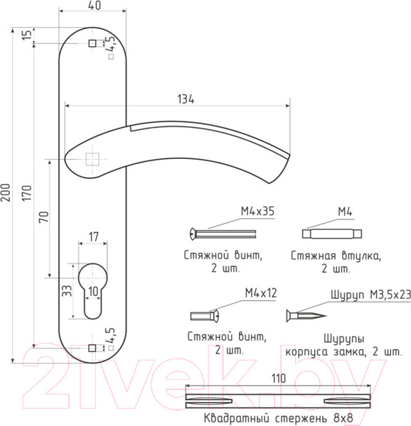 Изображение товара Ручка дверная Нора-М 23-70 (старая медь)