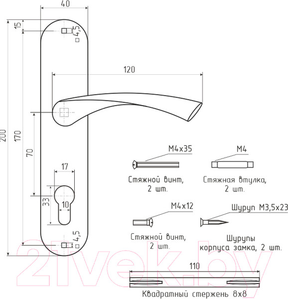 Изображение товара Ручка дверная Нора-М 100-70 (золото)