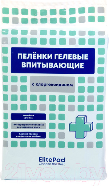 Изображение товара Одноразовая пеленка для животных ElitePad Chlorhexidine с хлоргексидином 60x90см 2612/EP (10шт)