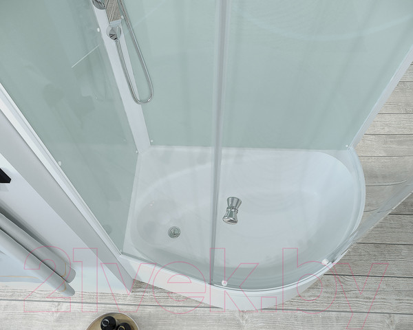 Изображение товара Душевая кабина Domani-Spa Simple 128 High L / DS01Sm128LHWCl00-V1.2 (белый/прозрачное стекло)