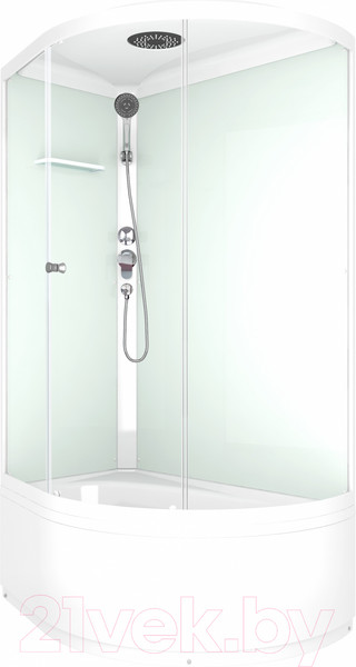 Изображение товара Душевая кабина Domani-Spa Simple 128 High L / DS01Sm128LHWCl00-V1.2 (белый/прозрачное стекло)