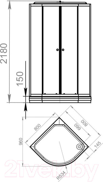 Изображение товара Душевая кабина Domani-Spa Delight 88 / DS01D88LWM10 (белый/сатин/матированное стекло)