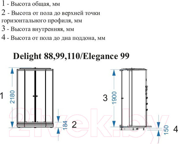 Изображение товара Душевая кабина Domani-Spa Delight 88 / DS01D88LBT10 (черный/тонированное стекло)