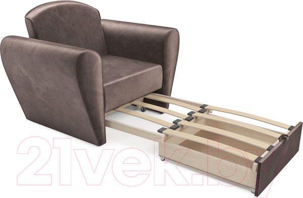 Изображение товара Кресло-кровать Mebel-Ars Квартет (бархат серо-шоколадный Star Velvet 60 Cofee)
