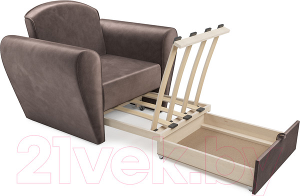 Изображение товара Кресло-кровать Mebel-Ars Квартет (бархат серо-шоколадный Star Velvet 60 Cofee)