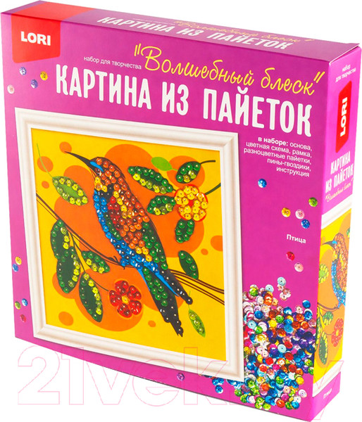 Изображение товара Набор для творчества Lori Картина из пайеток. Птица / Ап-051