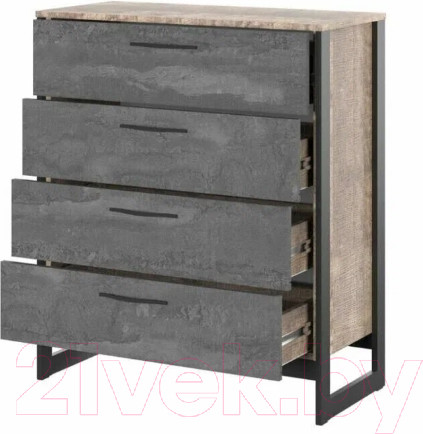Изображение товара Комод НК Мебель Hugo Т-2 (N) / 72507330 (дуб гранж/железный камень)