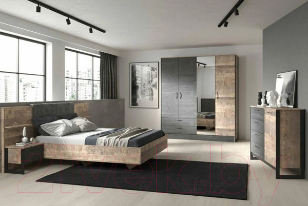 Изображение товара Комод НК Мебель Hugo Т-2 (N) / 72507330 (дуб гранж/железный камень)