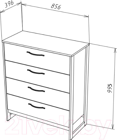 Изображение товара Комод НК Мебель Hugo Т-2 (N) / 72507330 (дуб гранж/железный камень)