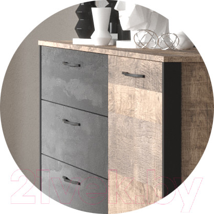 Изображение товара Комод НК Мебель Hugo Т-2 (N) / 72507330 (дуб гранж/железный камень)