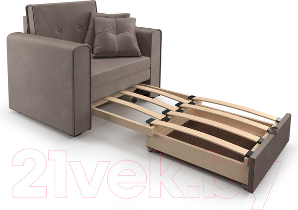 Изображение товара Кресло-кровать Mebel-Ars Санта (бархат серо-шоколадный Star Velvet 60 Cofee)