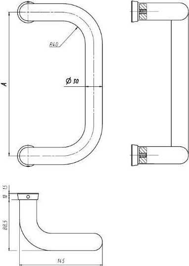 Изображение товара Ручка дверная ЛДМ-Сталь АРД-01 300x30мм Офисная 9016 (белый)