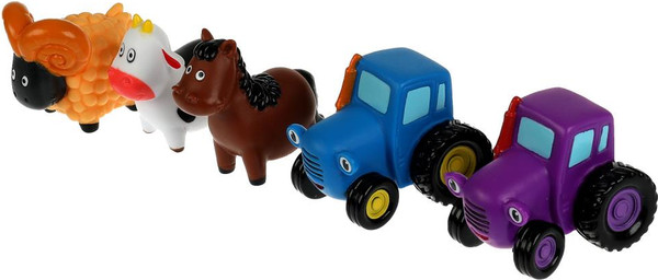 Изображение товара Набор игрушек для ванной Капитошка Пальчиковый театр Синий трактор / STR-05