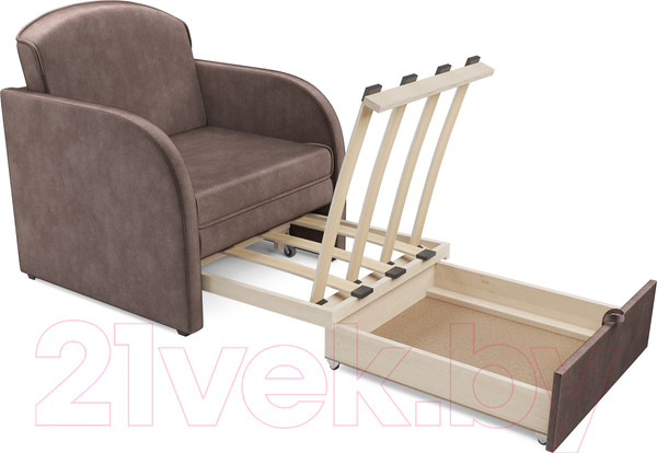 Изображение товара Кресло-кровать Mebel-Ars Малютка (бархат серо-шоколадный Star Velvet 60 Cofee)