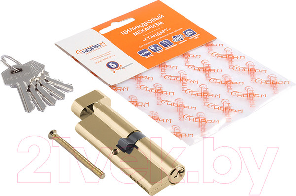 Изображение товара Цилиндровый механизм замка Нора-М ЛУВ-90 45/45 (латунь)