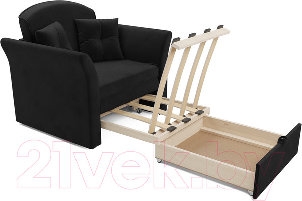 Изображение товара Кресло-кровать Mebel-Ars Малютка №2 (велюр черный НВ-178 17)