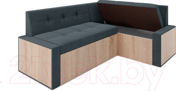 Изображение товара Уголок кухонный мягкий Mebel-Ars Таллин правый 210x83x140 (велюр серо-синий HB-178 26)