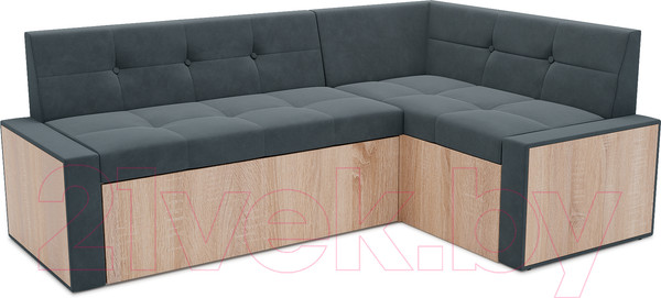 Изображение товара Уголок кухонный мягкий Mebel-Ars Таллин правый 210x83x140 (велюр серо-синий HB-178 26)