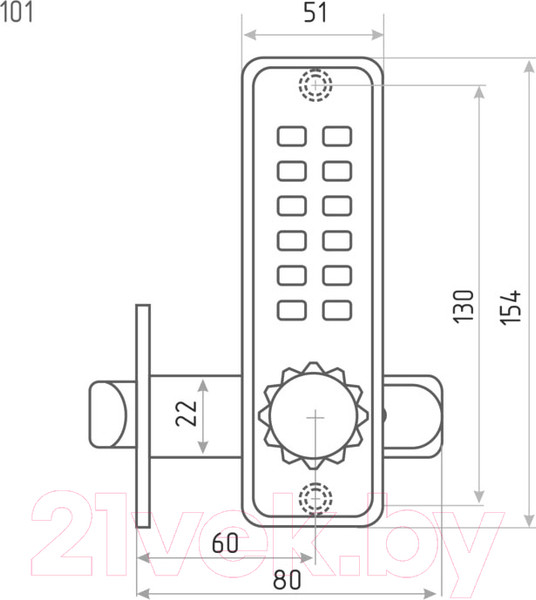 Изображение товара Замок накладной Нора-М 101 (старая медь)