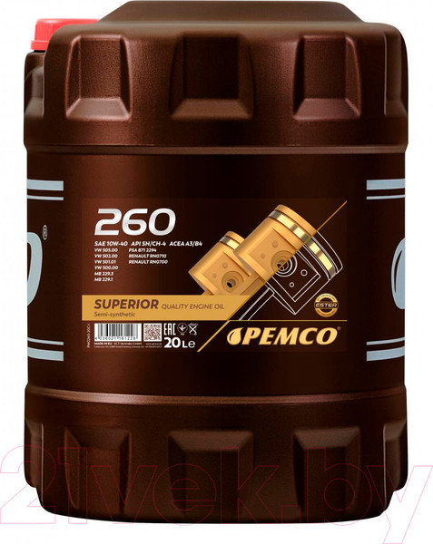 Изображение товара Моторное масло Pemco iDrive 260 10W40 SN/CH-4 / PM0260-20 (20л)