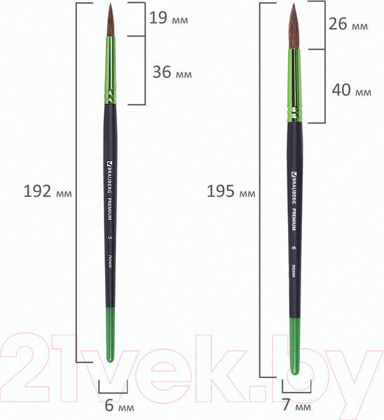 Изображение товара Набор кистей Brauberg Premium / 201023 (10шт)