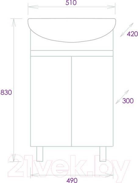Изображение товара Тумба под умывальник Onika Милтон 50 (105037)