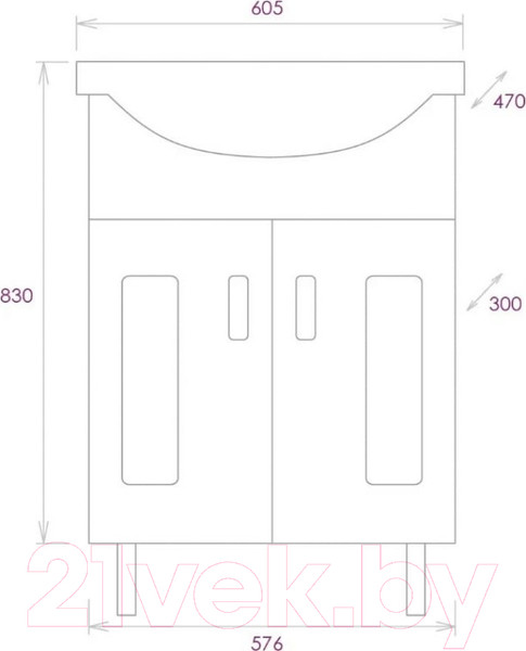 Изображение товара Тумба под умывальник Onika Кристалл 60 (106123)