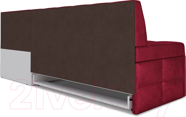 Изображение товара Уголок кухонный мягкий Mebel-Ars Атлантис правый 212x84x135 (бархат красный Star Velvet 3 Dark Red)