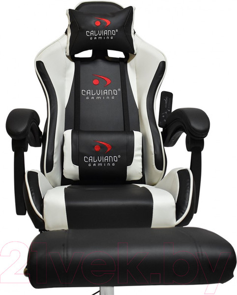 Изображение товара Кресло геймерское Calviano Avanti Ultimato с подножкой (черный/белый/черный)