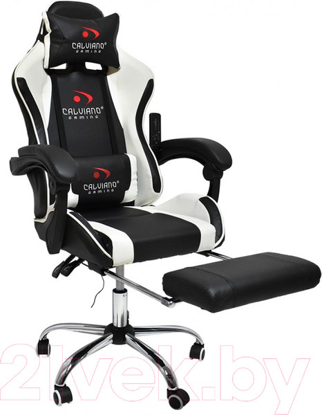 Изображение товара Кресло геймерское Calviano Avanti Ultimato с подножкой (черный/белый/черный)