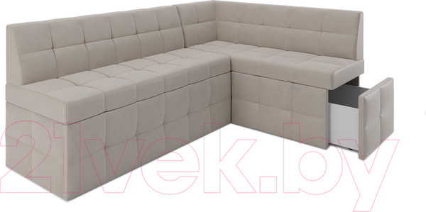 Изображение товара Уголок кухонный мягкий Mebel-Ars Атлантис правый 212x84x135 (бежевый Star Velvet 6 Light Beige)